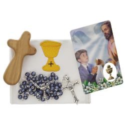 First Communion Olive Wood Cross Gift Set for Boy