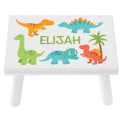 Personalized Dinosaur Step Stool in White