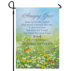 Personalized Amazing Grace Memorial Garden Flag with Stake