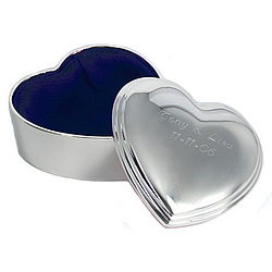 Personalized Shiny Silver Heart Jewelry Box