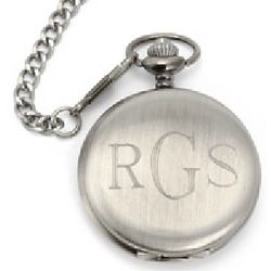 Engravable Brush Finished Stainless Steel Pocket Watch