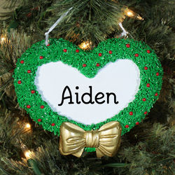 Engraved Name Heart Wreath Ornament