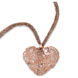 Triple Strand 14k Gold Spun Heart Necklace