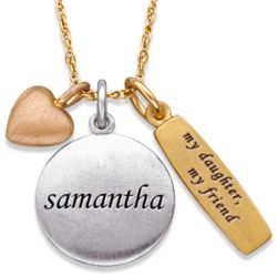 Personalized My Daughter, My Friend Silver Charm Necklace