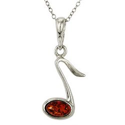 Sterling Silver Baltic Amber Note Pendant