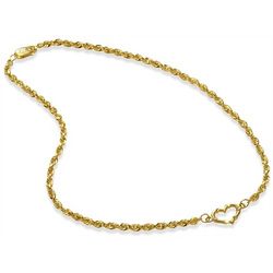 Twisted Rope Heart Anklet in 14k Gold