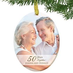 Couple's Glass 50th Anniversary Custom Photo Ornament