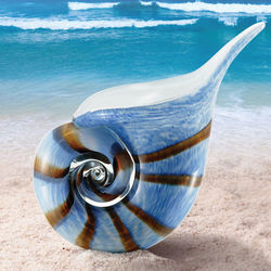 Blue Nautilus Shell Art Glass
