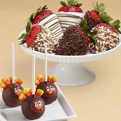 3 Turkey Chocolate Brownie Pops & 6 Fancy Chocolate Strawberries