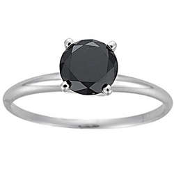 2 Ct. Black Diamond Engagement Ring in 14K White Gold