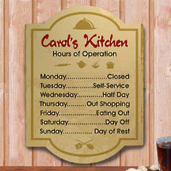 Hours of Operation Personalized Kitchen Wall Sign