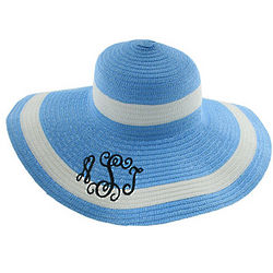 Blue Personalized Striped Sun Hat