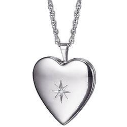 Personalized Smooth Sterling Silver Diamond Accent Heart Locket