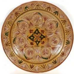 Moroccan Amber 16" Carved Decorative Plate