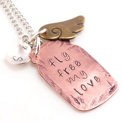 Fly Free My Love Personalized Hand Stamped Necklace