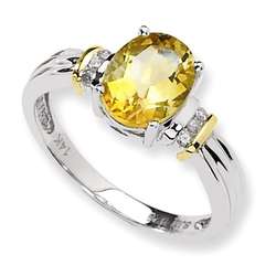 Two Tone Oval Citrine and Diamond Ring
