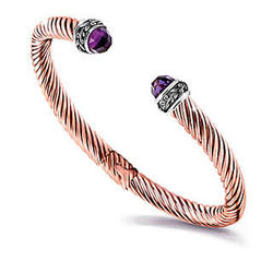 Copper and Amethyst Bangle Bracelet