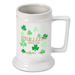 Raining Clovers Personalized Beer Stein