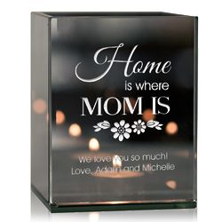 Personalized Home is Where Mom is Tealight Candle Holder