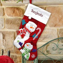 Personalized Country Red Stocking with Snowman