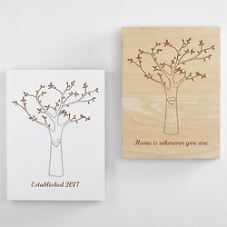 Personalized Tree Initials Wood Wall Art in White