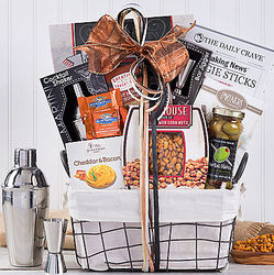 Cocktail Party Shaker and Snack Collection Gift Basket