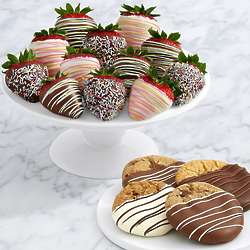 4 Dipped Cookies & 12 Birthday Strawberries Gift Box