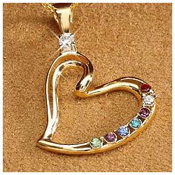 Gold Personalized Mother's Heart Birthstone Pendant