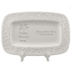 25th Wedding Anniversary Carved Porcelain Tray