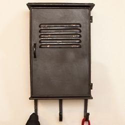 Rustic Metal Key Box With Hooks
