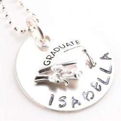 Graduate Personalized Hand Stamped Necklace