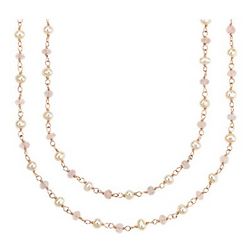 Rose Quartz and Pearl Necklace in Gold Vermeil