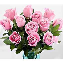 One Dozen Long Stemmed Pink Roses Bouquet
