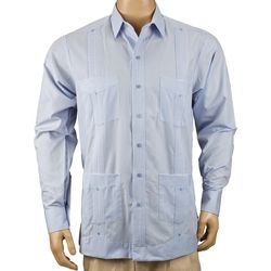 Deluxe Long Sleeve Whitea and Blue Stripped Guayabera
