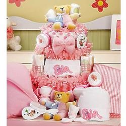 Girl's Large Baby Cake Essentials Gift Basket