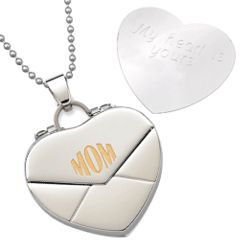 Stainless Steel Engraved Mom Heart Envelope Message Necklace