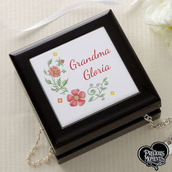 Personalized Precious Moments Jewelry Box with Floral Design