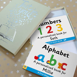 Personalized Learn Your Alphabet & Numbers Toddler Board Book Set