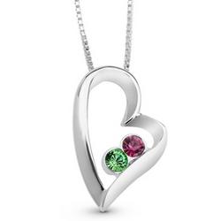 Sterling Birthstone Heart Necklace
