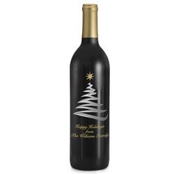 Merlot Swirly Tree Personalized Christmas Wine Bottle