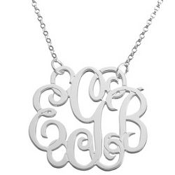 Sterling Silver Fancy Monogram Necklace