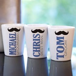 Personalized Mustache Wedding Party Shot Glass