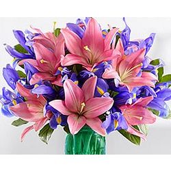 Asiatic Lilies and Iris Birthday Jubilee Bouquet