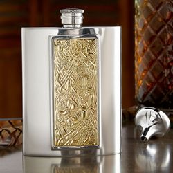 Pewter and Brass Celtic Shield Flask