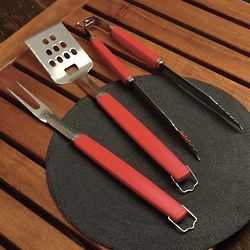 Perfect Chef's 3-Piece BBQ Tool Set with Red Handles