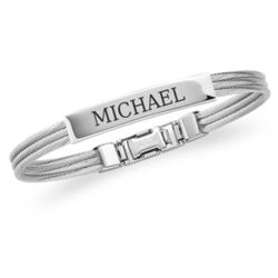 Personalized Bold Stainless Steel Cable ID Bracelet