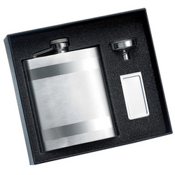 Stainless Steel Flask & Chrome Money Clip Gift Set