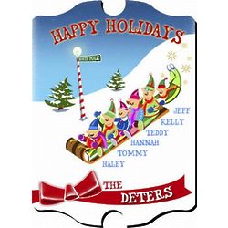 Personalized Vintage Elf Holiday Wall Sign