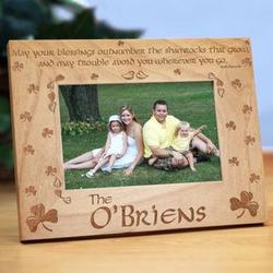 Shamrock Blessings Personalized Wood Picture Frame