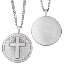 Engraved Cross Locket Necklace